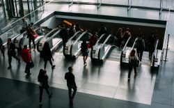 people on escalator