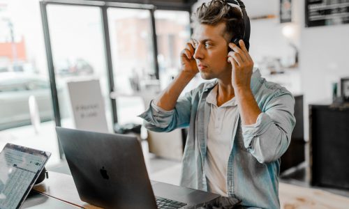 man with headphones