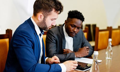 two men at a table